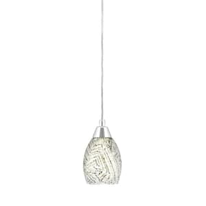 Bryson 5 in. 1-Light Chrome Cord Pendant Light with 5 in. Natural Fusion Glass Shade, no bulb included