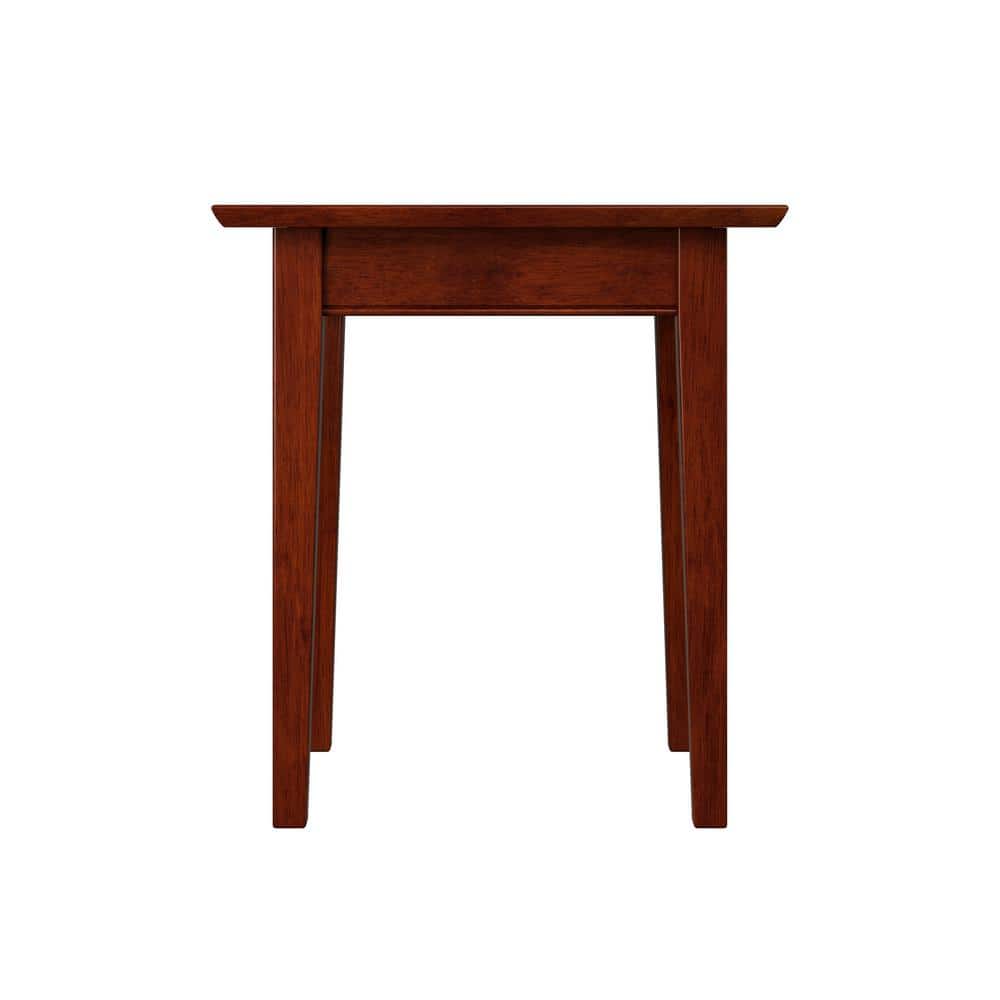 Classic Shaker 24" Square Walnut Wood End Table with Charging Station