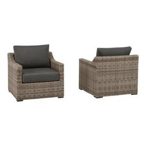 Kingsbrook Commercial Aluminum Wicker Outdoor Lounge Chair with Removable Gray Cushions (2-Pack)
