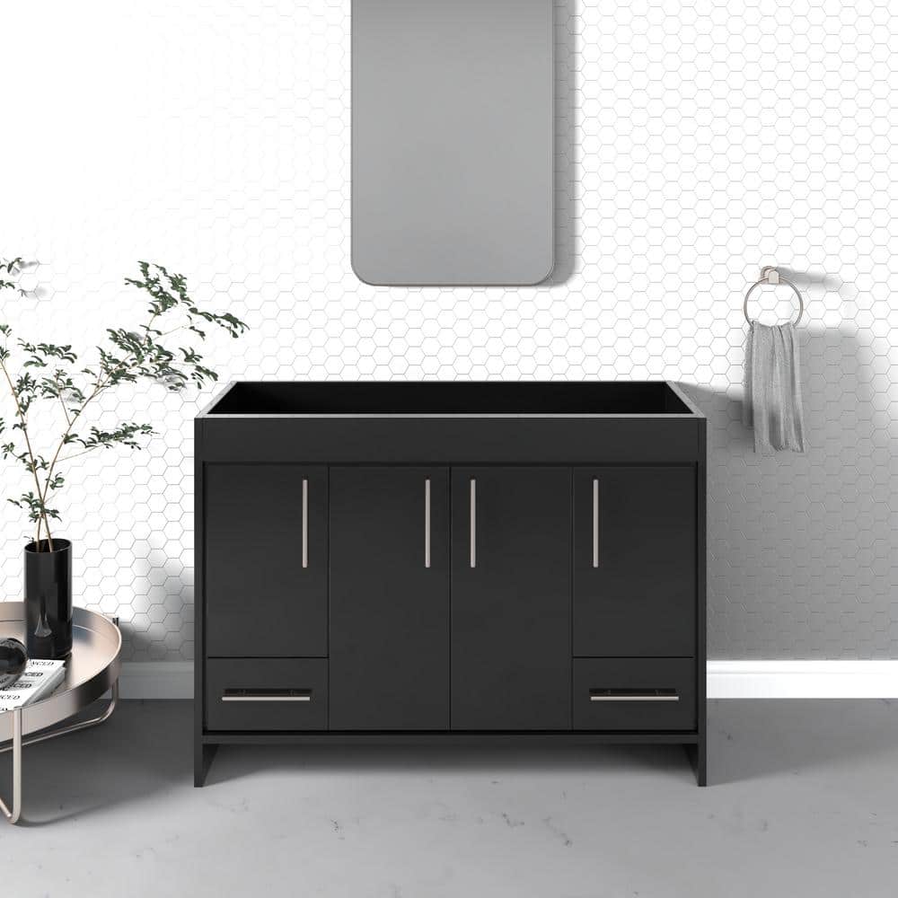 Pacific 48 in. W x 18 in. D x 33.88 in. H Bath Vanity Cabinet without Top in Glossy Black price history on PriceWatchPro