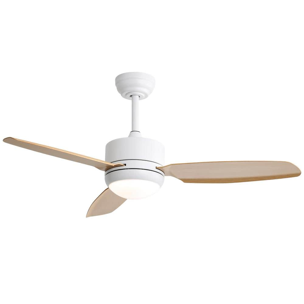 Sofucor Indoor White Timeable 3-Color LED Ceiling Fan Light With 6-Speed DC Remote 46 in.