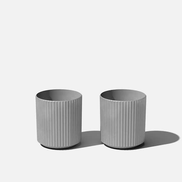 Veradek Demi 12 in. Round Gray Plastic Pot Planter (2-Pack)