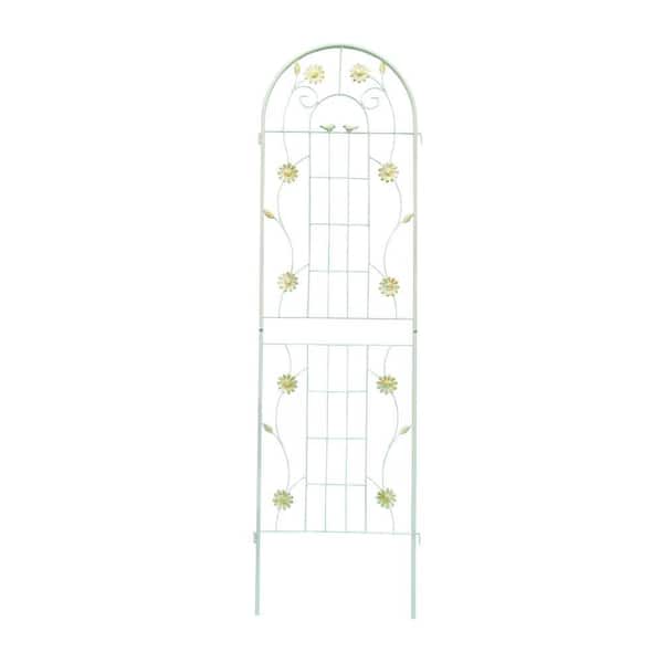 2 Pack 71in. Metal Garden Trellis for Climbing Plants Outdoor Flower Support Cream White