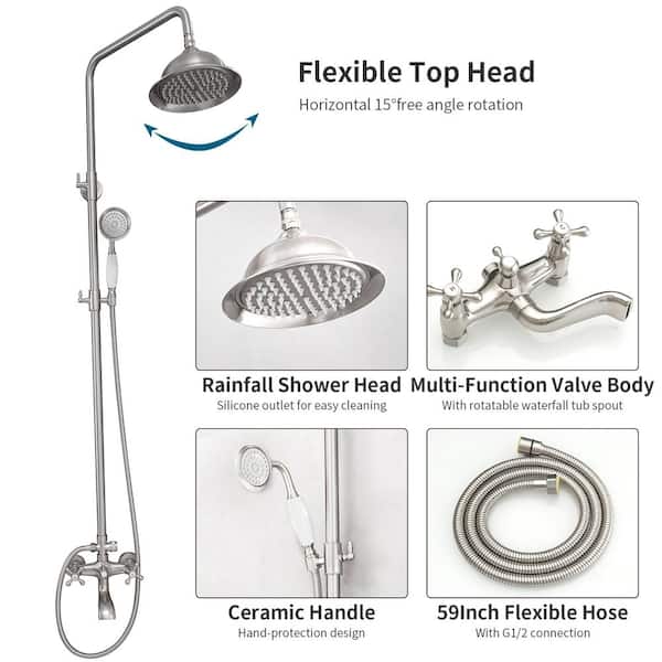 Shower Head Flow Control Valve And Swivel Ball Joint Adapter, G1/2