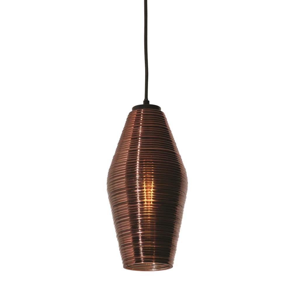 AFX Mila 1-Light Black Pendant With Copper Glass Shade MLAP13CP The Home  Depot