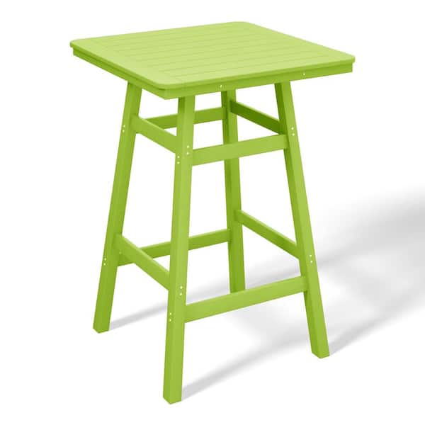 Laguna 30 in. Square HDPE Plastic All Weather Outdoor Patio Bar Height High Top Pub Table in Lime