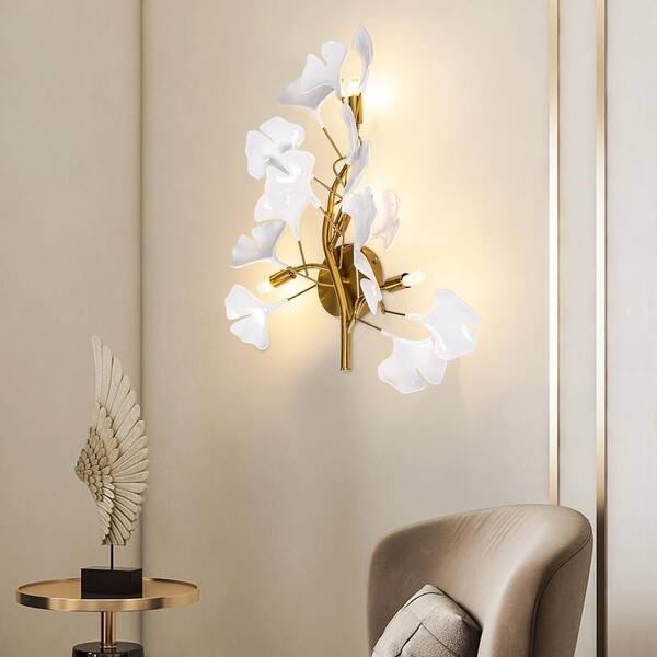 OUKANING 13.77 in. 4-Light Gold Modern Wall Sconce Wall Light with