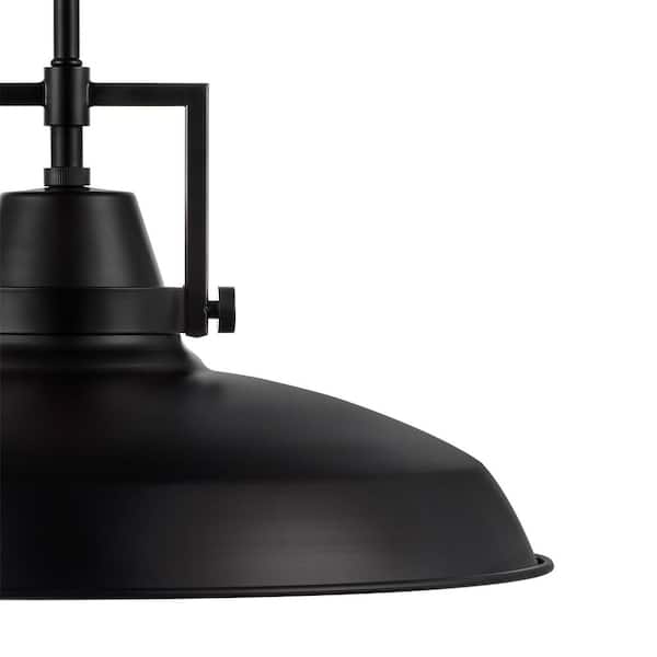 Hampton Bay Wilhelm 16 in. 1-Light Black Industrial Farmhouse