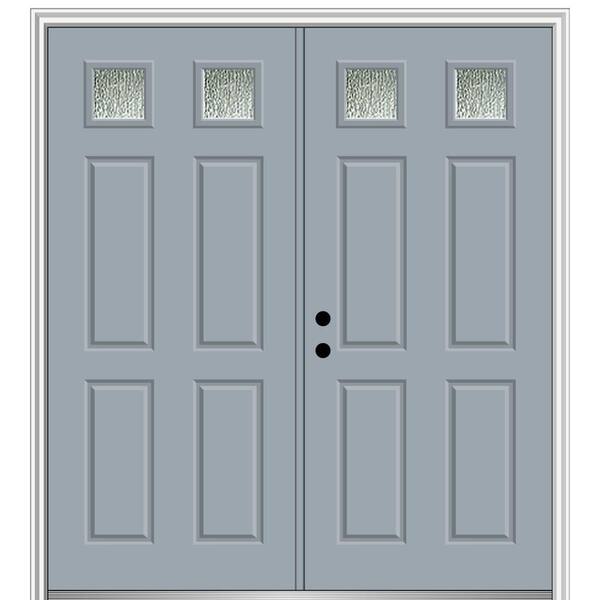 MMI Door 64 in. x 80 in. Right-Hand/Inswing Rain Glass Storm Cloud Fiberglass Prehung Front Door on 6-9/16 in. Frame