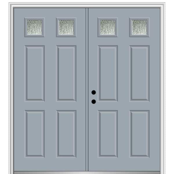 MMI Door 68 in. x 80 in. Right-Hand/Inswing Rain Glass Storm Cloud Fiberglass Prehung Front Door on 4-9/16 in. Frame