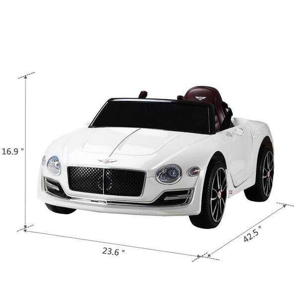 White 12V Kids Toddler Bentley EXP 12 Ride On Car Remote Control Charger AUX 