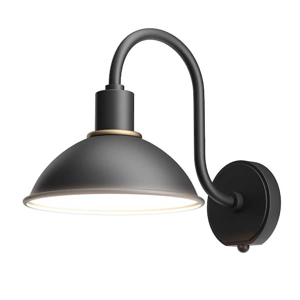 LumLight Bolding 11 in. Plug and Play 1-Light Textured Black Outdoor Barn Light Sconce with SkyPlug