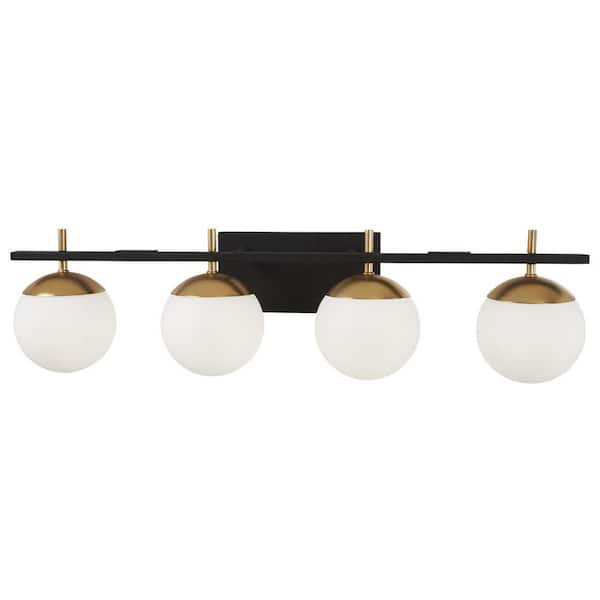 George Kovacs Alluria 4-Light Weathered Black with Autumn Gold Accents Bath Light
