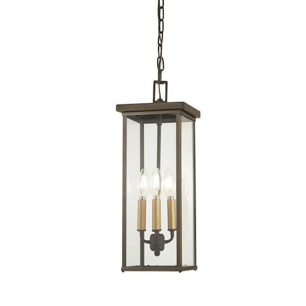 Casway 4-Light Oil Rubbed Bronze with Gold Highlights Outdoor Wall Lantern Sconce
