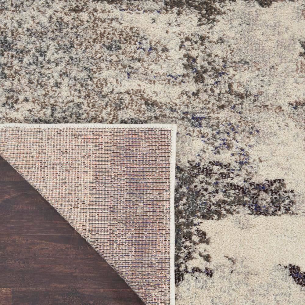 Ivory and Grey Abstract Hand-knotted Round Rug