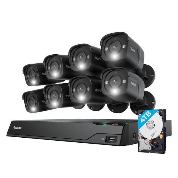 Advantage 4K 16-Channel 8MP PoE 4TB NVR Security Camera System with 8-Wired Outdoor Bullet Cameras, 24CH Expand, Black