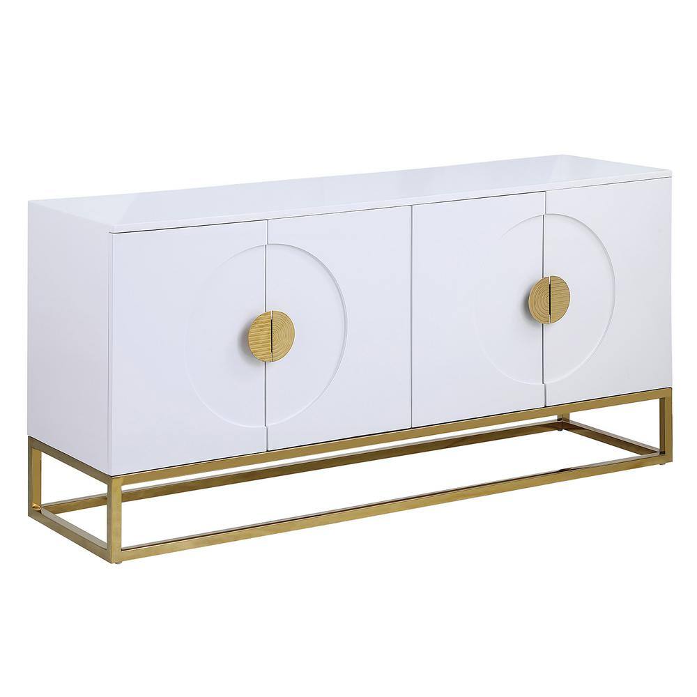 JAYDEN CREATION Loic White Wood 64 in. Wide Sideboard with Adjustable ...