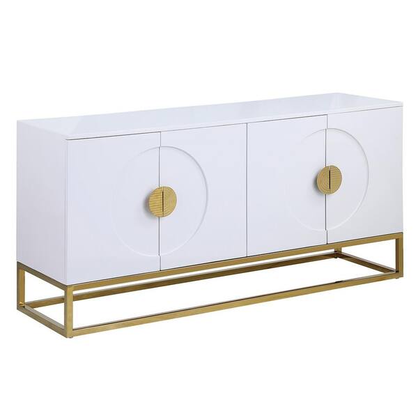 JAYDEN CREATION Loic White Wood 64 in. Wide Sideboard with Adjustable