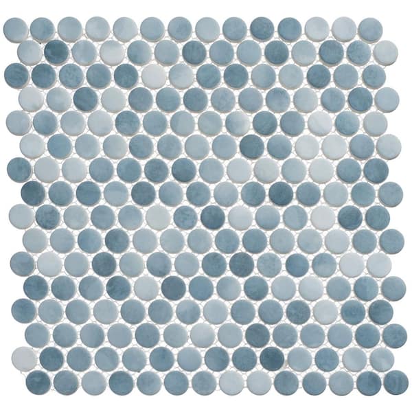 ANDOVA Pixie Wave Blue/Dark Blue 4.5 in. x 8.25 in. Penny Round Smooth  Glass Mosaic Tile Sample SAM-ANDPIX227 - The Home Depot