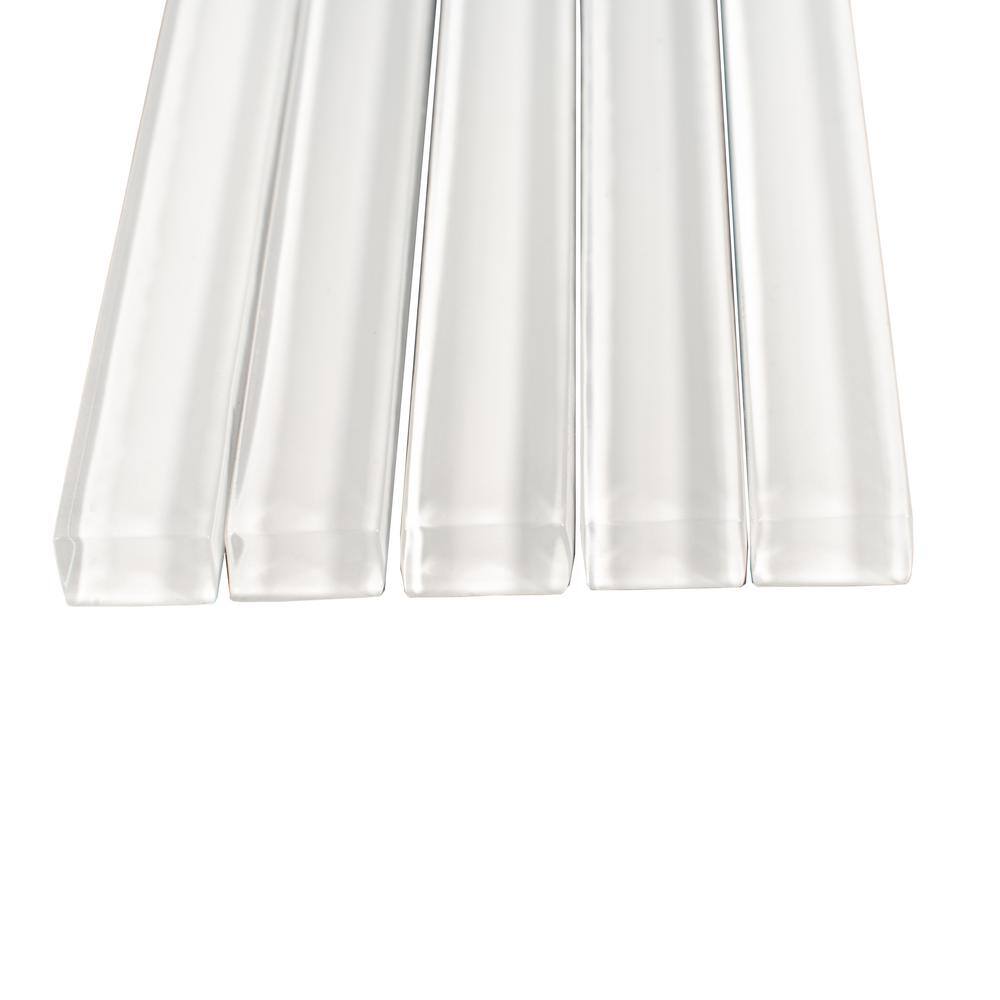 White Glossy Glass Pencil Liner Tile Trim 12-inch