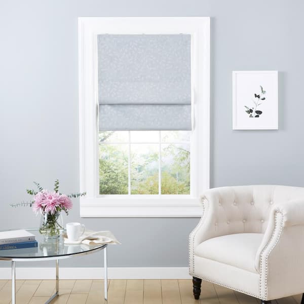 Bolan Silver Cordless Total Blackout Polyester Roman Shade 27 in. W x 64 in. L