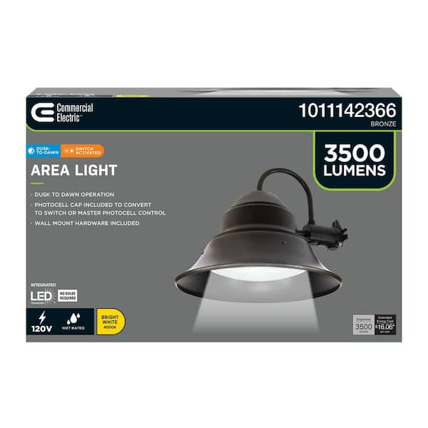Commercial Electric 3500 Lumen Integrated LED Bronze Dusk to Dawn