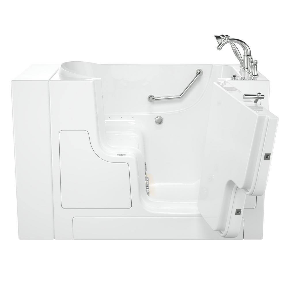 52'' x 30'' White Fiberglass Walk-In Bathtub with Chrome Faucet