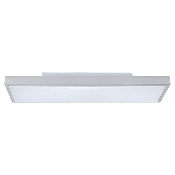 Eglo Idun 1 29.5 in. W x 3.125 in. H Matte Nickel Integrated LED Semi-Flush Mount Light with White Plastic Diffuser
