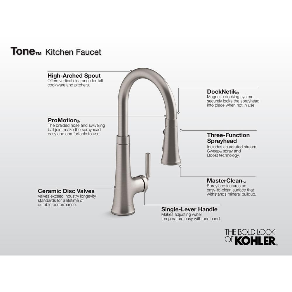 Vibrant Stainless Single Handle Pull Down Kitchen Faucet