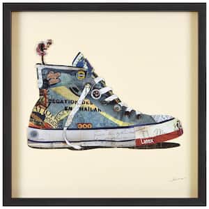 25 in. x 25 in. "High Top Sneaker" Dimensional Collage Framed Graphic Art Under Glass Wall Art