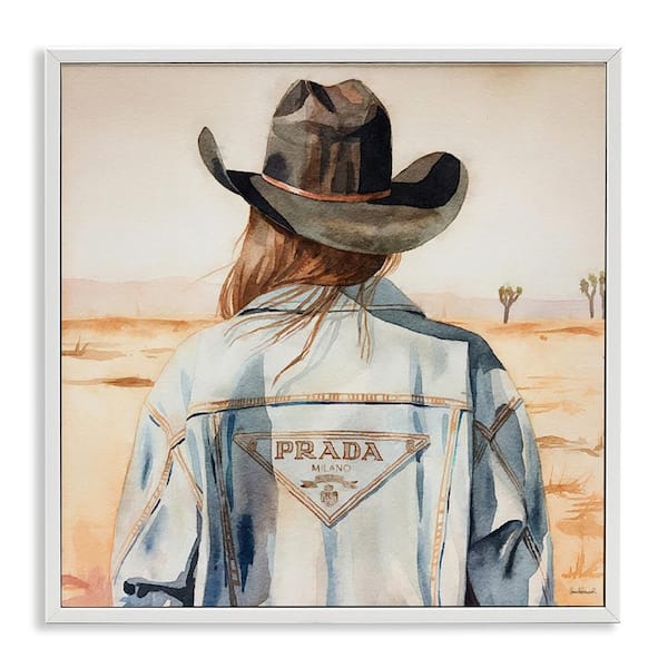 Stupell Industries Glam Desert Cowgirl by Amanda Greenwood White Framed People Giclee Art Print 24 in. x 24 in.