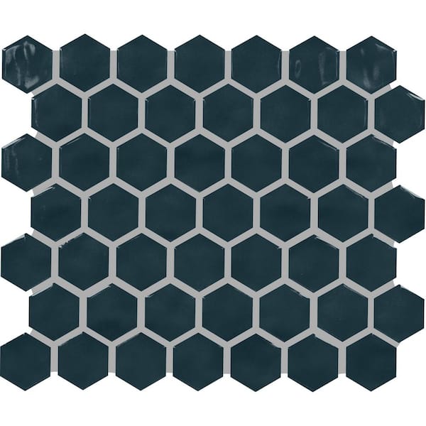 Marazzi Artezen Deep Blue 12 in. x 10 in. Glossy Ceramic Hexagon Mosaic Wall Tile (9.72 sq. ft. /case)