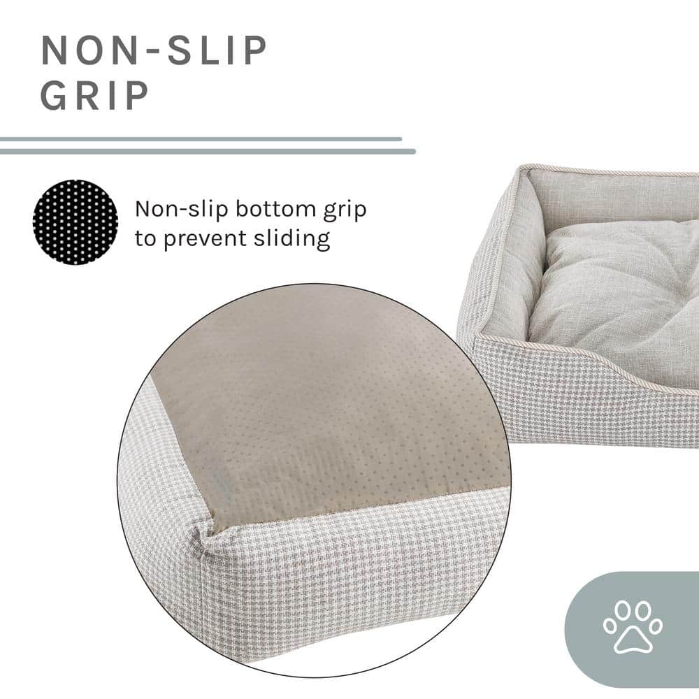 Small Beige Plaid Elevated Outdoor Dog Bed