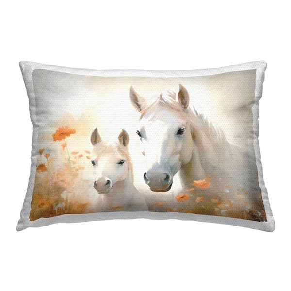 Stupell Industries Floral Horse & Foal Outdoor Printed Throw Pillow by Ramona Murdock