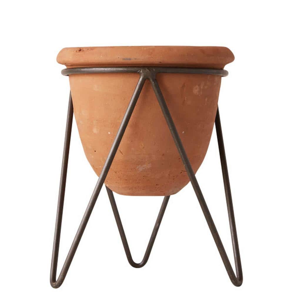 Terracotta Planter with Metal Stand for Indoor/Outdoor Use