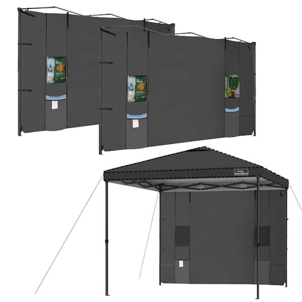 10x 10 ft. Pop Up Canopy Replacement Top Cover with 4 Pockets in Black Set of 2