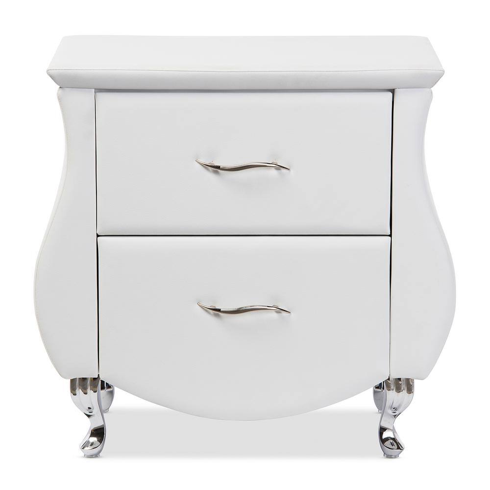 Erin Contemporary White Faux Leather 2-Drawer Nightstand