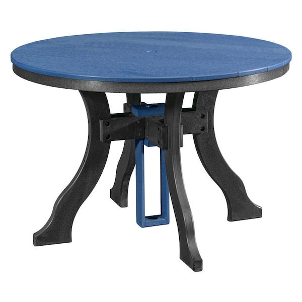 American Furniture Classics Adirondack Series Black Frame Round High Density Plastic Dining Height Outdoor Dining Table