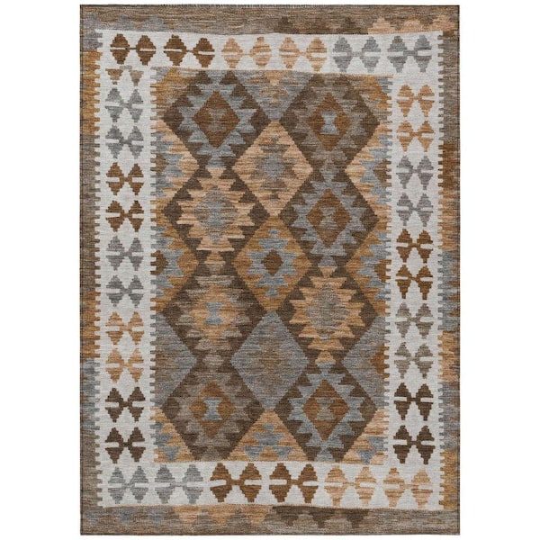 Chantille Machine Washable Indoor/Outdoor Abstract ACN1915 Copper 5 ft. x 7 ft. 6 in. Area Rug