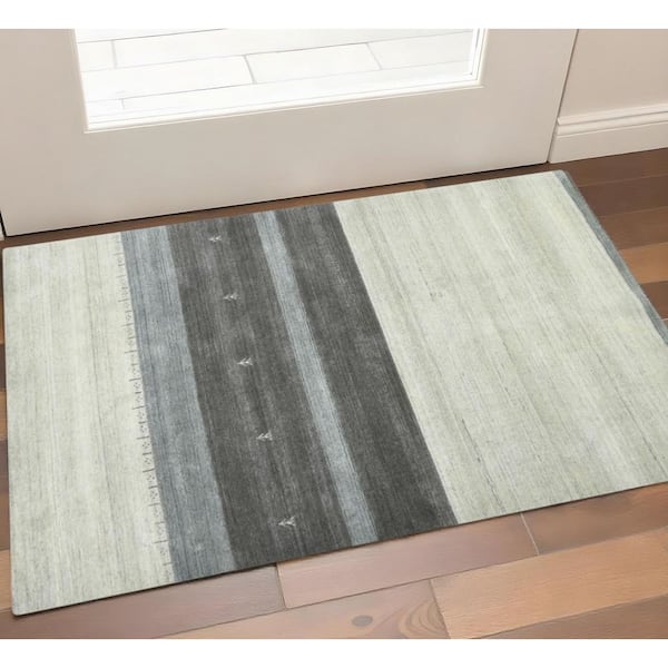 2 ft. x 3 ft. Multi-Colored Wool Striped Hand Woven Area Rug