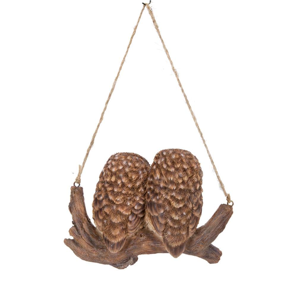 Hanging Baby Owlets on Brown Resin Branch Statue