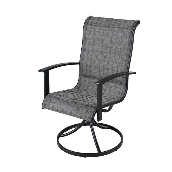 Unbranded Textilene 47 in. Detachable Swivel Formal Dining Chair, Black & Grey Plaid