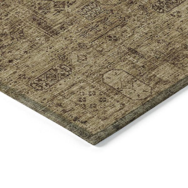 Brown, Taupe 3 ft. x 5 ft. Woven Floral Polyester Rectangle Indoor / Outdoor Area Rug