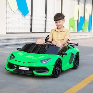 24-Volt Licensed Lamborghini 2 Seater Kids Ride On Car With Remote Control Electric Kids Drift Car Toy in Green