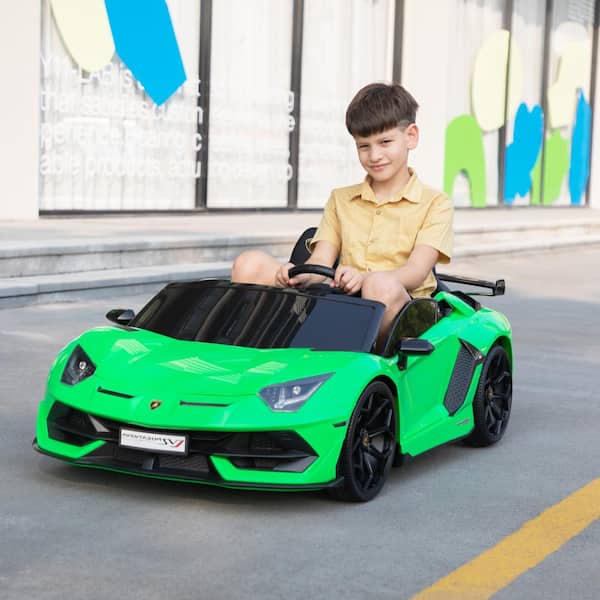 24-Volt Licensed Lamborghini 2 Seater Kids Ride On Car With Remote Control and Drifting Feature in Green