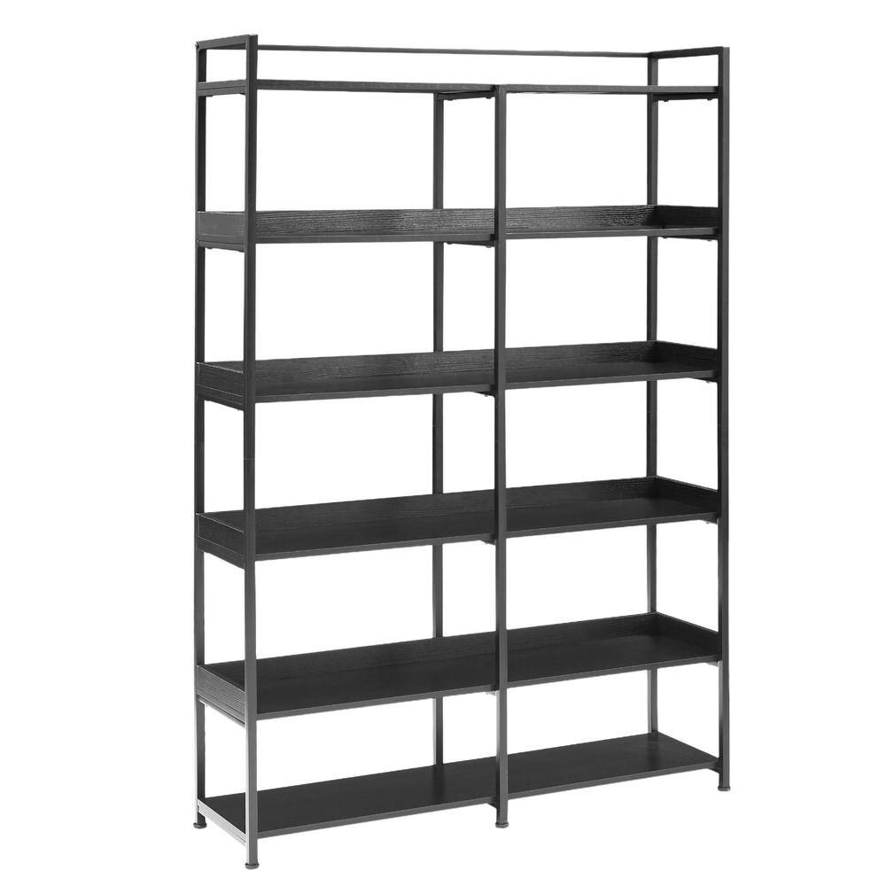 Asucoora Giltner 71 in. H x 47 in. W Black Metal 6Shelf Etagere