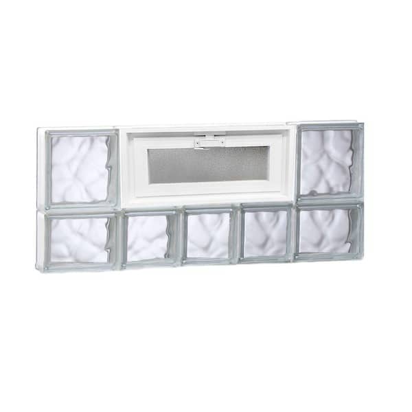 Clearly Secure 32.75 in. x 13.5 in. x 3.125 in. Frameless Wave Pattern Vented Glass Block Window