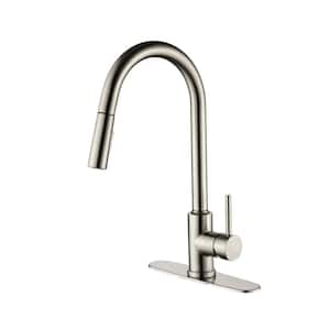 Single Handle Pull Down Sprayer Kitchen Faucet in Brushed Nickel