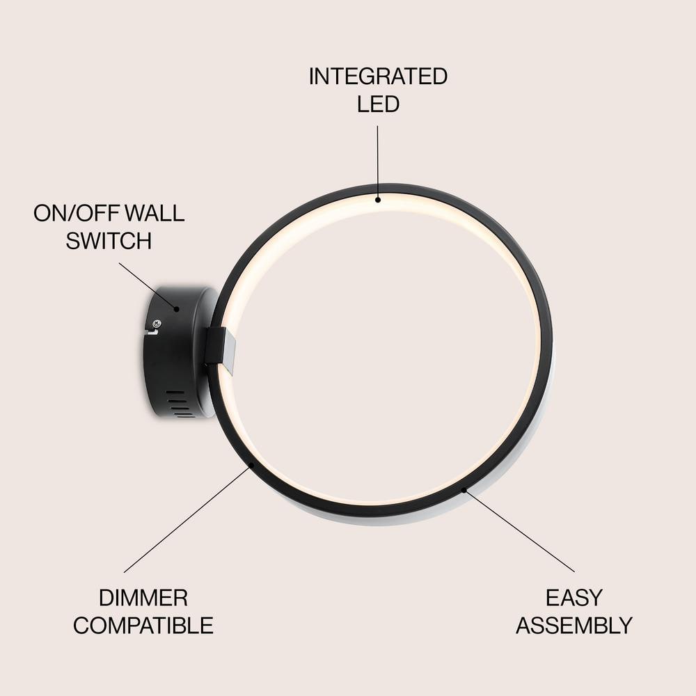 Nathaniel Minimalistic Transitional 12" Matte Black LED Wall Sconce