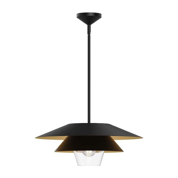ALORA MOOD Tetsu 20 in. 1 Light 60-Watt Matte Black/Clear Glass Pendant Light